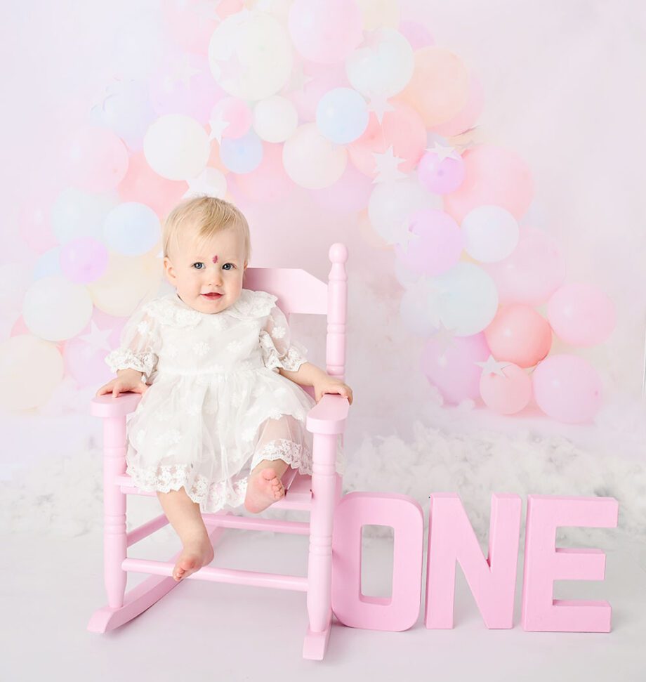 One Year Old Baby Girl Birthday Portrait