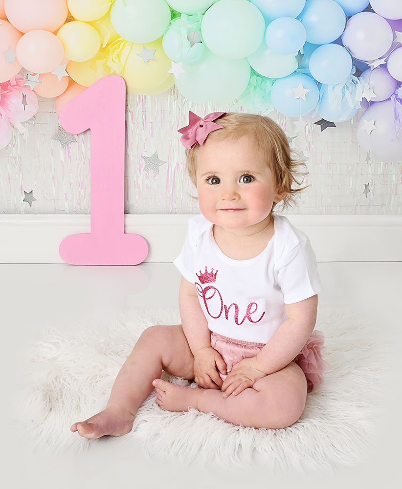 One Year Old Girl Cake Smash Portrait